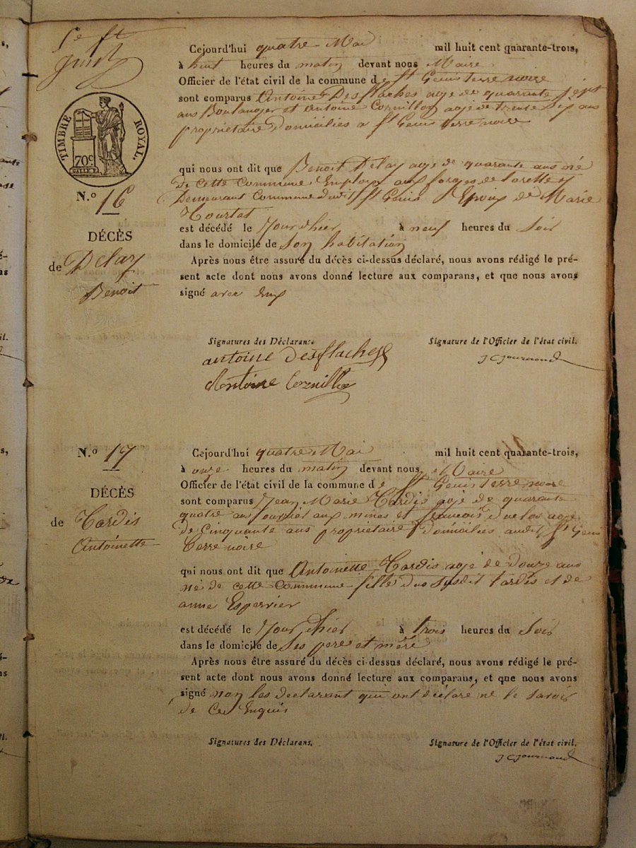 Page du registre